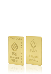 Lingotto Oro 24Kt da 10 gr. Scarabeo portafortuna  - Idea Regalo Portafortuna - IGE: Italy Gold Exchange